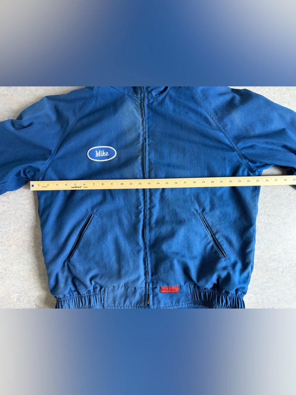 Blue Zip-Up Work Jacket with 'Mike' Patch - Picture 5 of 9